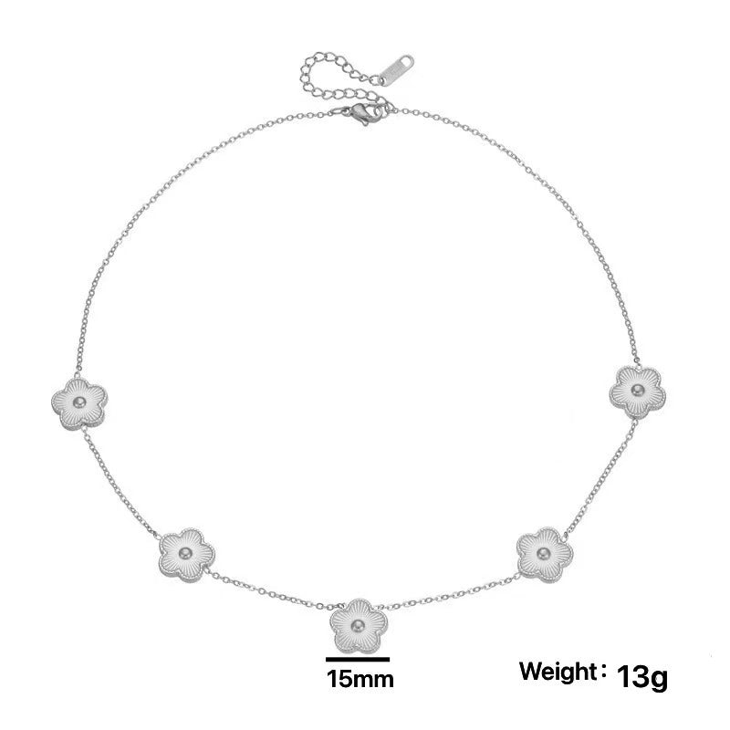 Simple Style Flower Stainless Steel Titanium Steel Plating Bracelets Earrings Necklace