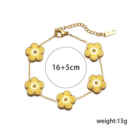 Simple Style Flower Stainless Steel Titanium Steel Plating Bracelets Earrings Necklace