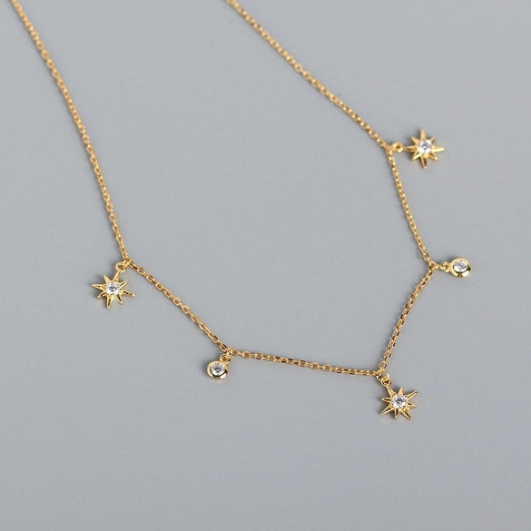 Simple Style Geometric Sterling Silver Inlay Zircon Necklace 1 Piece