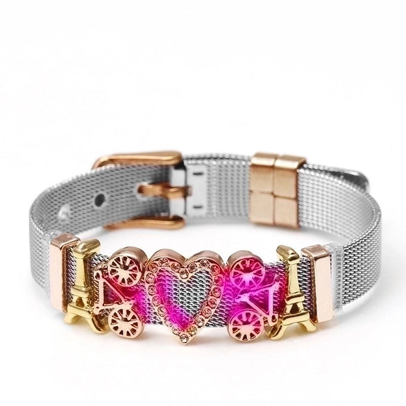 Simple Style Heart Shape Stainless Steel Plating Bangle