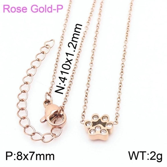 Simple Style Korean Style Animal Paw Print Titanium Steel Plating Bracelets Earrings Necklace