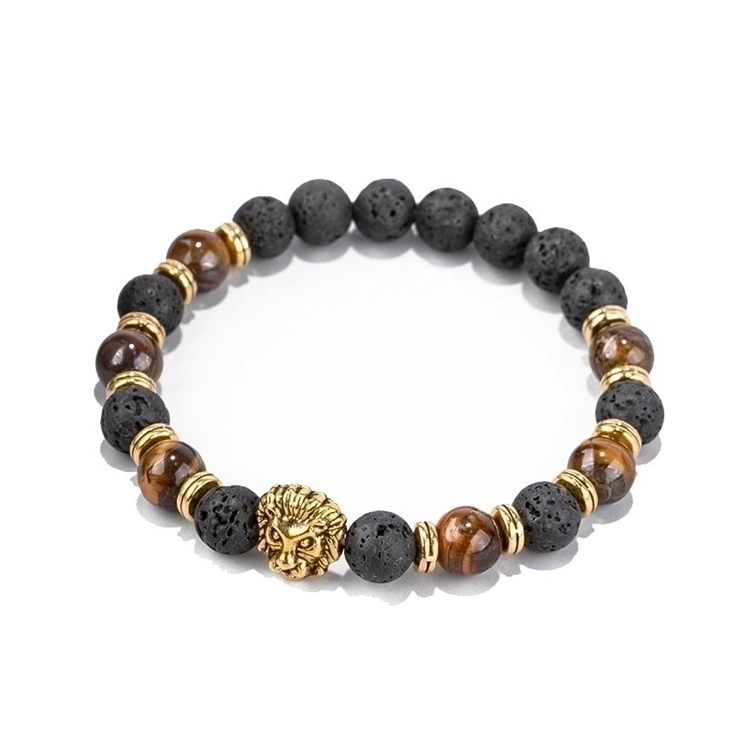 Simple Style Lion Natural Stone Beaded Bracelets