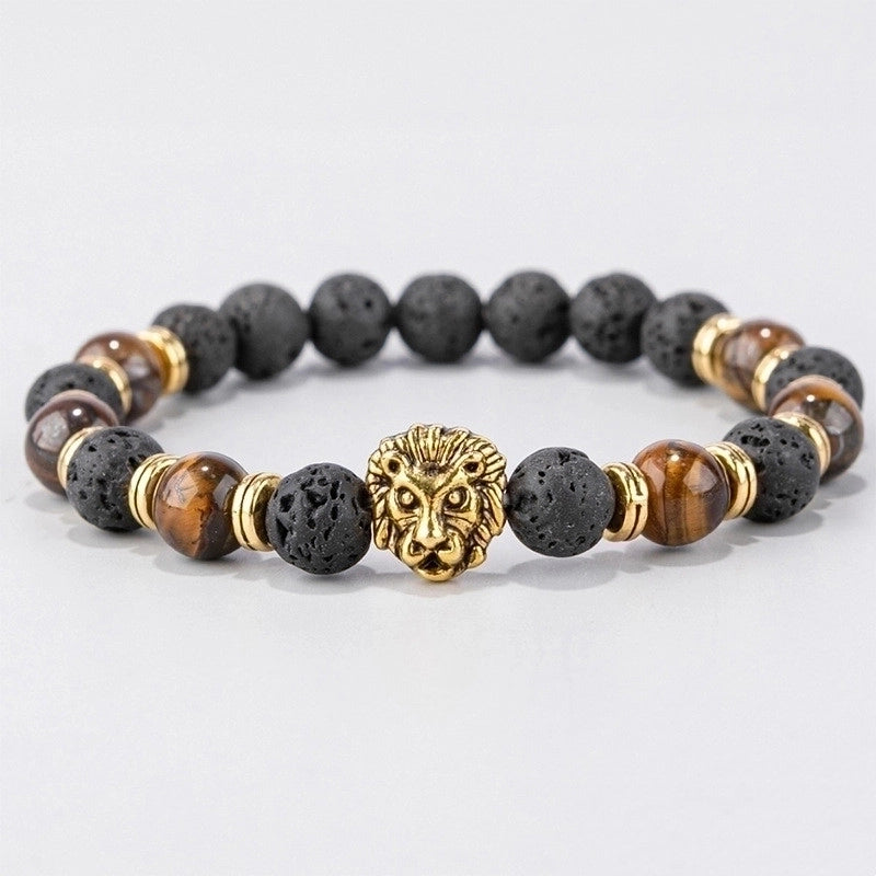 Simple Style Lion Natural Stone Beaded Bracelets