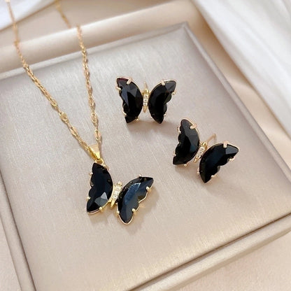 Simple Style Rhombus Bow Knot Copper Plating Inlay Zircon Jewelry Set