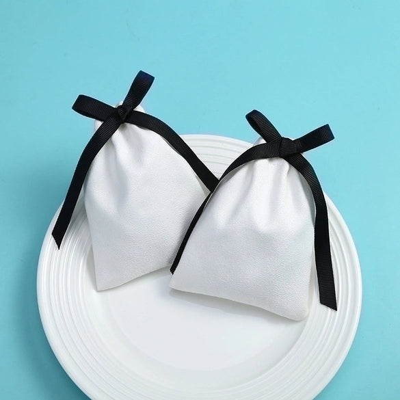 100 Pcs Simple Style Solid Color Cotton Drawstring Jewelry Packaging Bags