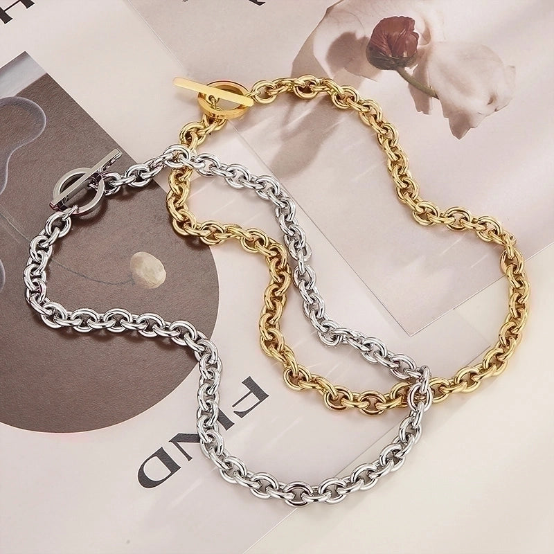 Wholesale Fashion Geometric Stainless Steel Plating Bracelets Necklace