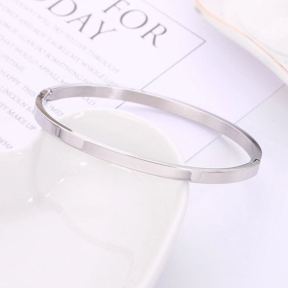 Wholesale Modern Style Solid Color Stainless Steel 18k Gold Plated Bangle