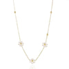 Wholesale Sweet Flower Stainless Steel Beaded Plating Inlay 14k Gold Plated Freshwater Pearl Bracelets Necklace