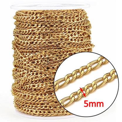 A Pack Of 2 M 2MM 3mm 4mm 304 Stainless Steel 18K Gold Plated Polished Jewelry Accessories