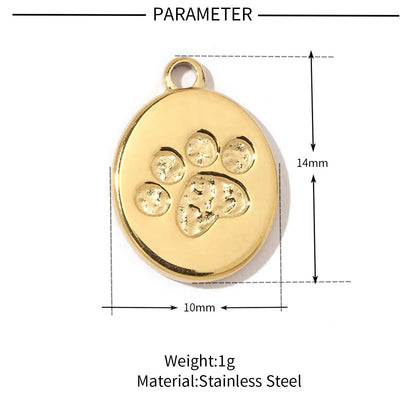 A Pack Of 3 12 * 15mm 201 Stainless Steel Zircon 18K Gold Plated Bear Paw Print Snake Polished Pendant