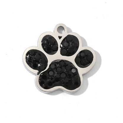 A Pack Of 3 12 * 15mm 201 Stainless Steel Zircon 18K Gold Plated Bear Paw Print Snake Polished Pendant