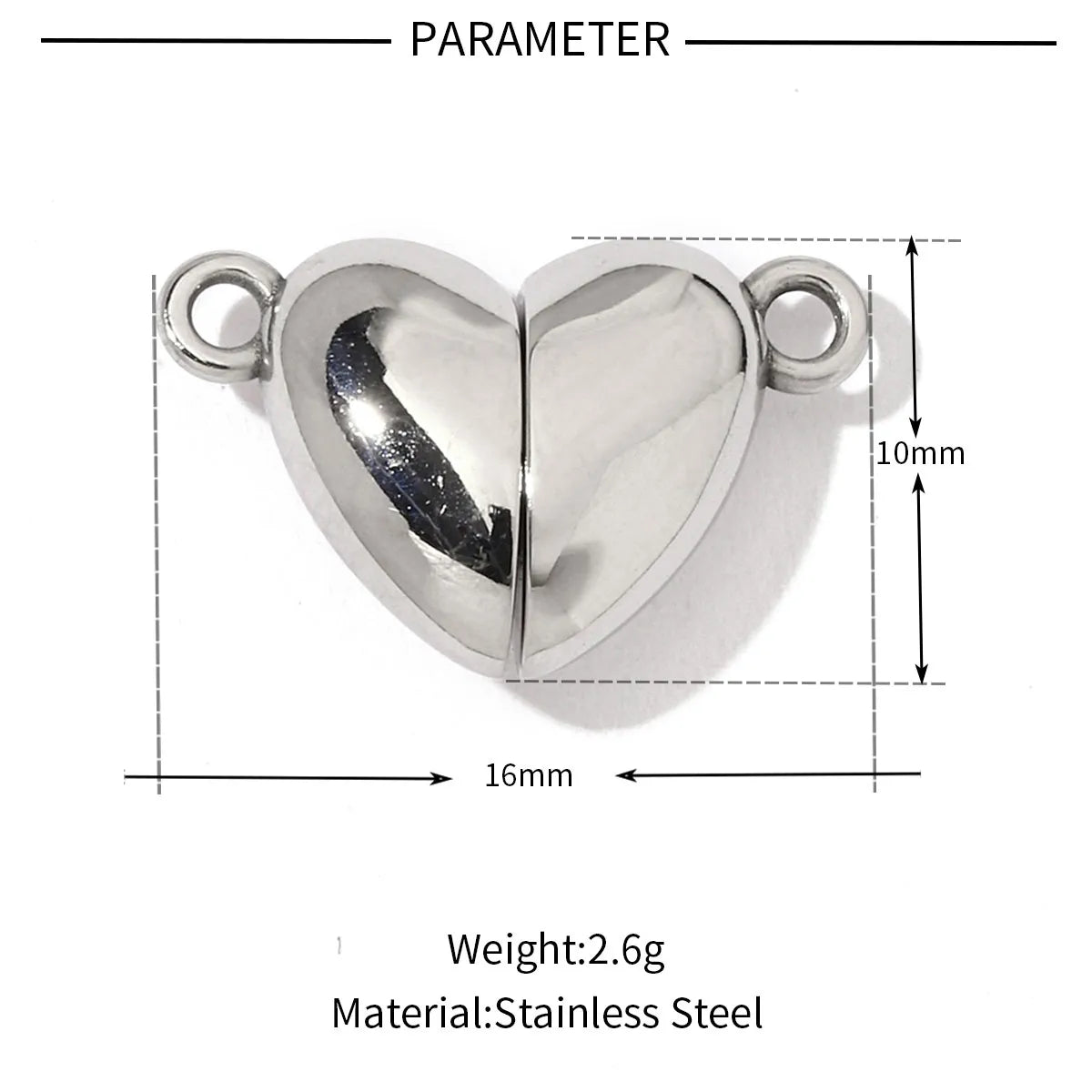 A Pack Of 3 16*13mm 19*7mm 201 Stainless Steel 18K Gold Plated Heart Shape Rectangle Polished OT Buckle Pendant Jewelry Buckle