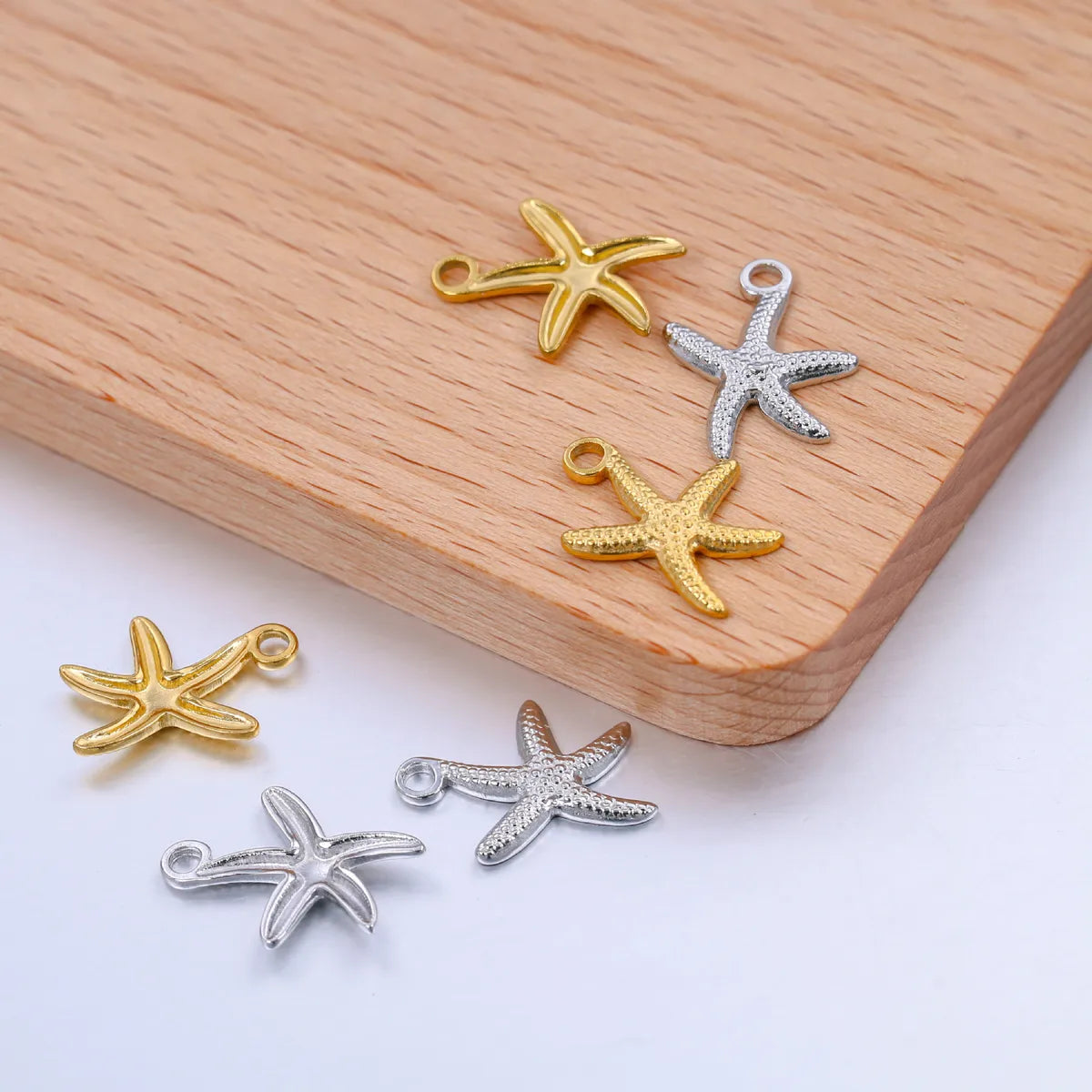 A Pack Of 3 18*14mm 304 Stainless Steel Starfish Polished Pendant