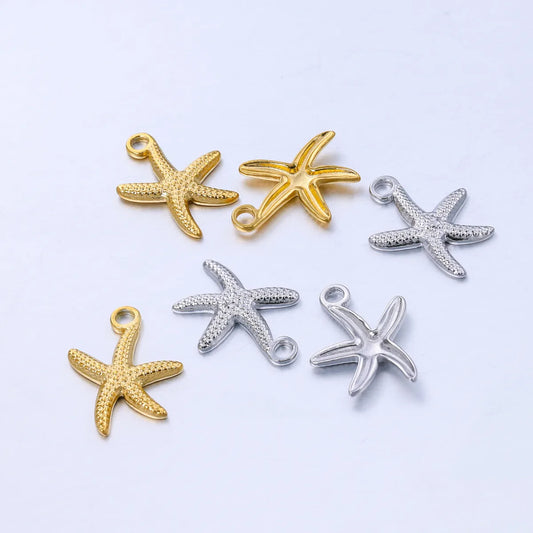 A Pack Of 3 18*14mm 304 Stainless Steel Starfish Polished Pendant