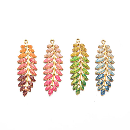 A Pack Of 3 Simple Style Leaves Stainless Steel Enamel Pendant Jewelry Accessories