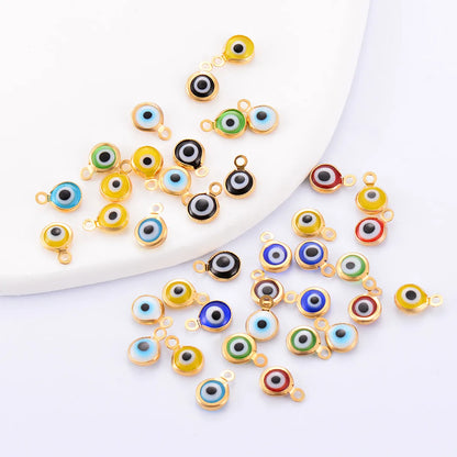 A Pack Of 30 Simple Style Devil'S Eye Stainless Steel Enamel Pendant Jewelry Accessories