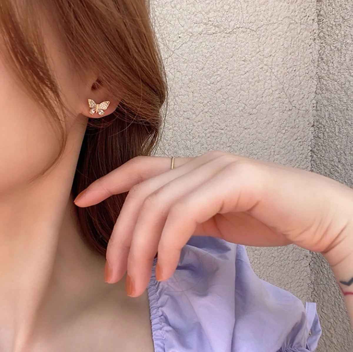 A Two-wear Butterfly Tassel Long Earrings Summer Alloy Earrings