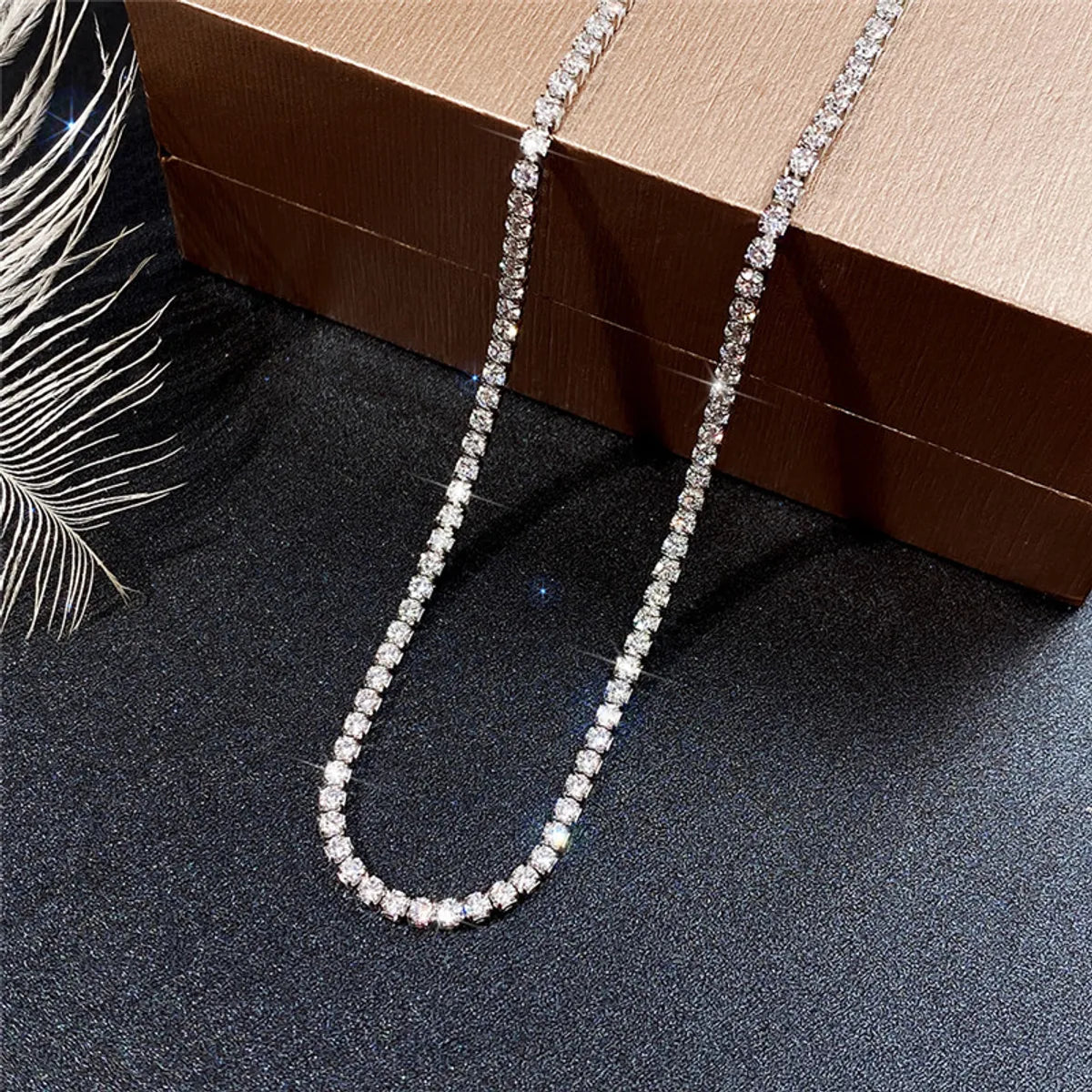 Aaa Zircon White Gold Copper Necklace Wholesale