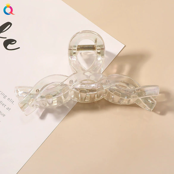 Ab Color Electroplated Cross Shark Hair Clip For Women Elegant Grip Hair Accessory Wholesale
