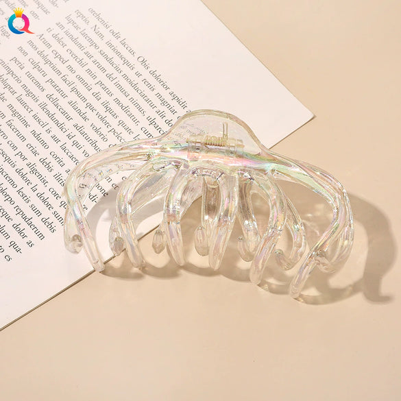 Ab Color Electroplated Cross Shark Hair Clip For Women Elegant Grip Hair Accessory Wholesale