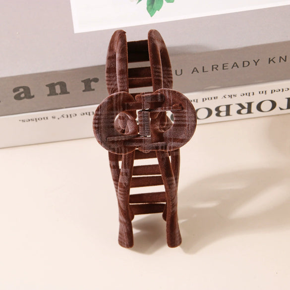 Academy Style Plaid Flocking Handmade Women's Hair Clip