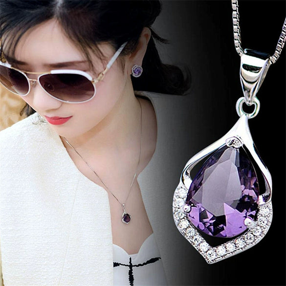 Accessories Alloy Clavicle Necklace With Drop Shape Pendant And Melon Seed Chain Simple Style Electroplating