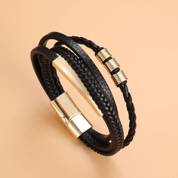 Accessories Alloy Leather Rope Bracelet Geometric Style Electroplated