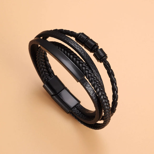 Accessories Alloy Leather Rope Bracelet Geometric Style Electroplated