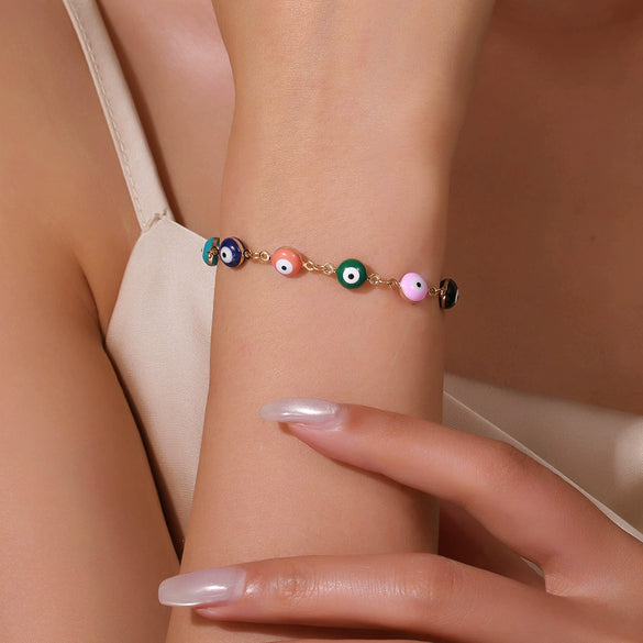Accessories Anklet Bracelet Stainless Steel Handmade Geometric Style Devil's Eye Retro Bohemian Colorful