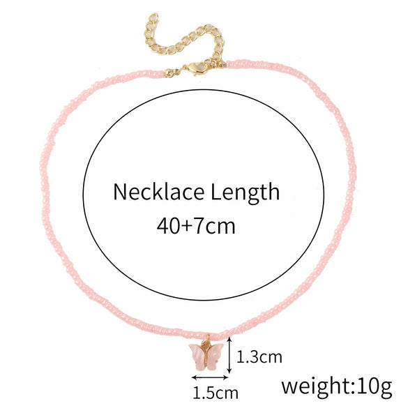 Accessories Collarbone Necklace Women's Bohemian Style Handmade Colorful Rice Beads And Coloured Glaze Geometric Necklace