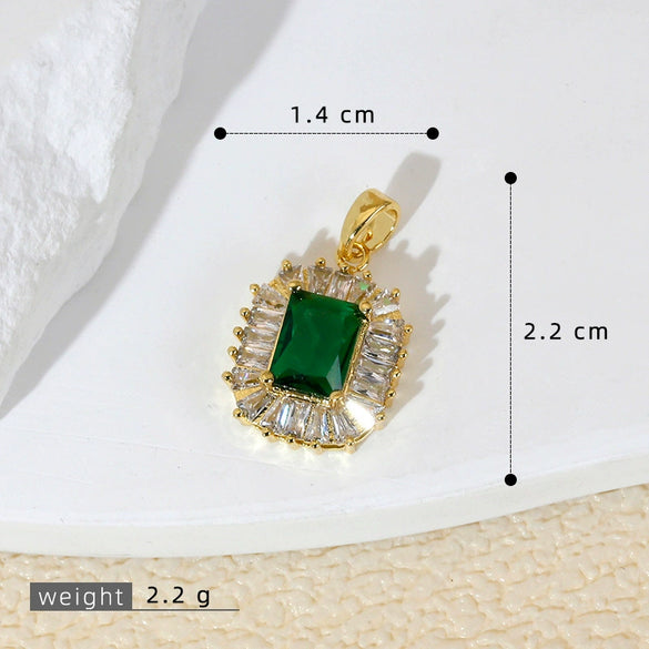 Accessories Copper Retro Micropaved Green Stone Heart Pendant Necklace Earrings With Rhombus Geometric Letters Numbers Text Pattern