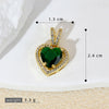 Accessories Copper Retro Micropaved Green Stone Heart Pendant Necklace Earrings With Rhombus Geometric Letters Numbers Text Pattern