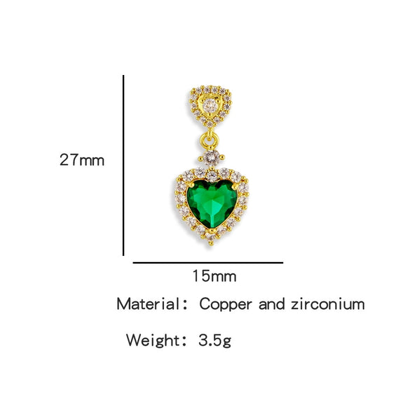 Accessories Copper Stainless Steel Heart Shaped Pendant With Dripping Oil Design And Inlaid Zirconium