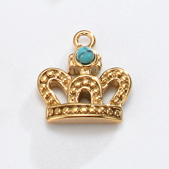 Accessories Crown Moon Love Oval Style Inlaid Natural Stone Titanium Steel Electroplating