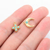 Accessories Crown Moon Love Oval Style Inlaid Natural Stone Titanium Steel Electroplating