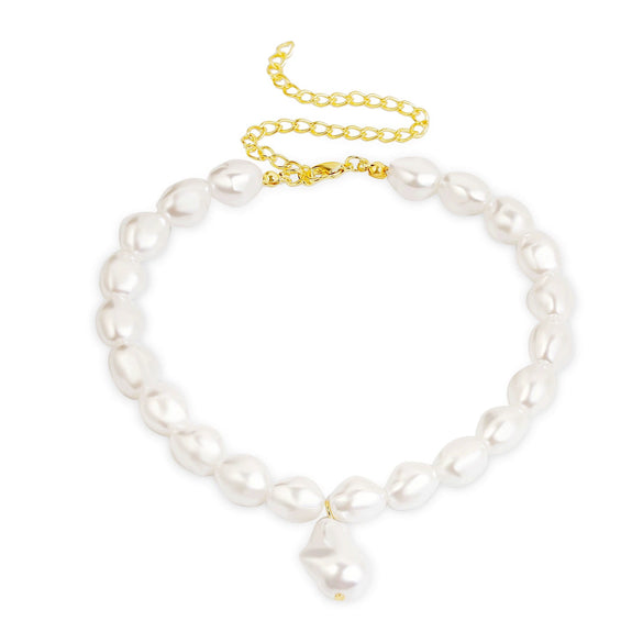 Accessories Pearl Choker Clavicle Chain Cross Copper Necklace Conch Sea Shell Shell Pearl Electroplating Box Chain Women