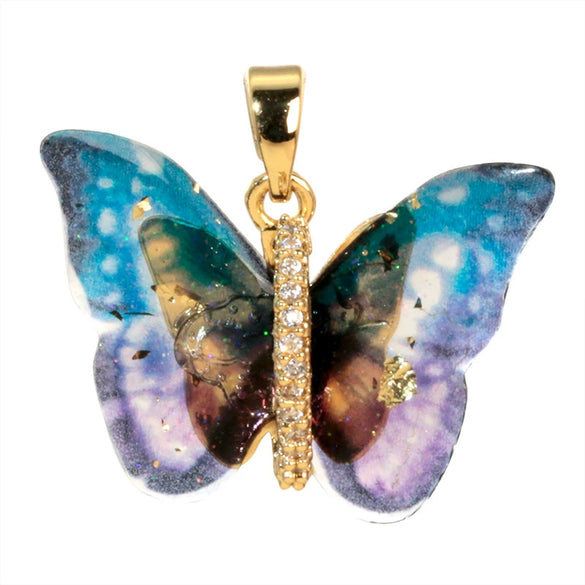 Accessories Resin Butterfly Pendant Micropaved Zircon Electroplated Minimalist Animal Style Necklace