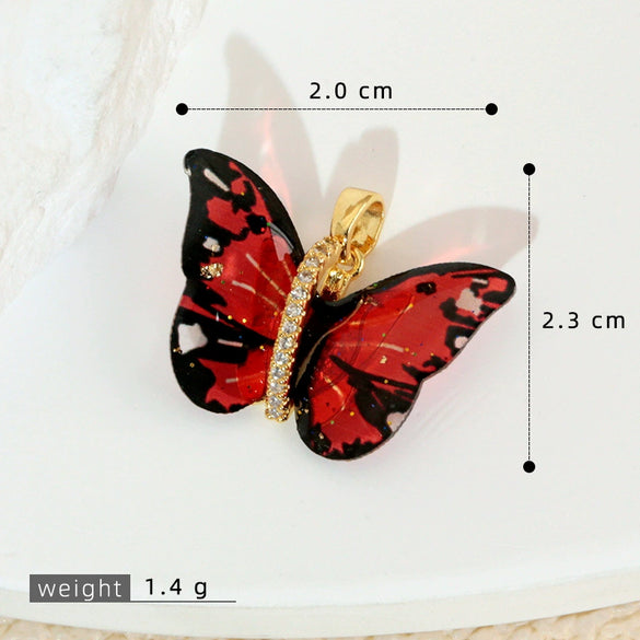 Accessories Resin Butterfly Pendant Micropaved Zircon Electroplated Minimalist Animal Style Necklace