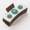 Accessories Silver Alloy Turquoise Clip Retro Leopard Print Sequin Leather Big Bow Inlay Style