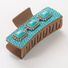 Accessories Silver Alloy Turquoise Clip Retro Leopard Print Sequin Leather Big Bow Inlay Style