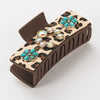 Accessories Silver Alloy Turquoise Clip Retro Leopard Print Sequin Leather Big Bow Inlay Style