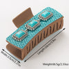 Accessories Silver Alloy Turquoise Clip Retro Leopard Print Sequin Leather Big Bow Inlay Style