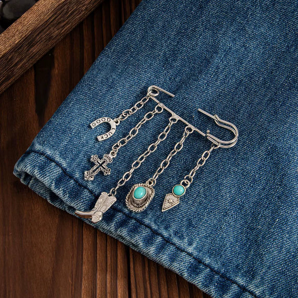 Accessories Street Hiphop Style Alloy Anklet With Geometric Pattern And Imitation Turquoise Pendant