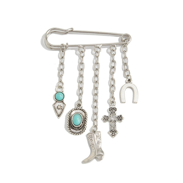 Accessories Street Hiphop Style Alloy Anklet With Geometric Pattern And Imitation Turquoise Pendant