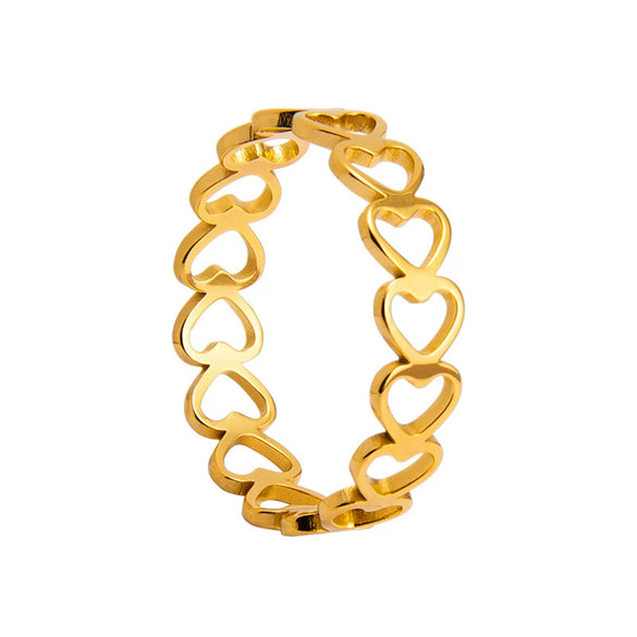 Accessories Titanium Steel Heart Shaped Hollow Love Ring Electroplating