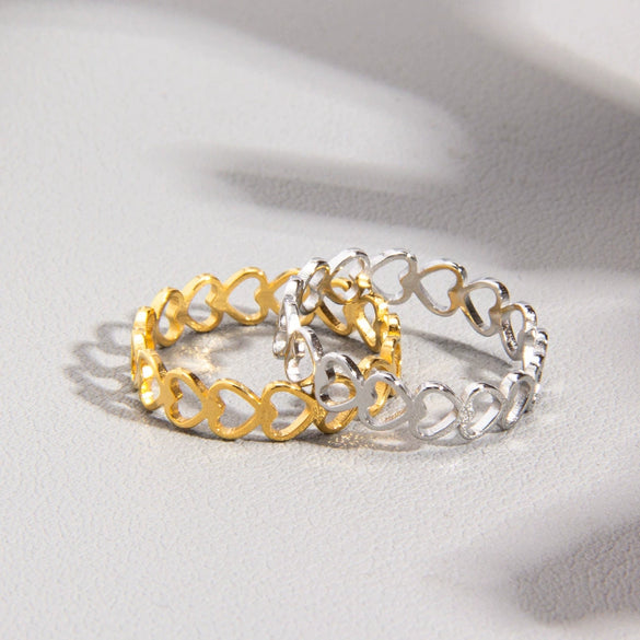 Accessories Titanium Steel Heart Shaped Hollow Love Ring Electroplating