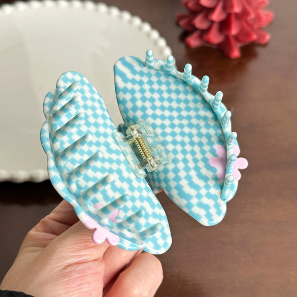 Acetic Acid Hair Shark Clip With Diamond Flower Design For Women High Grade All Match Cute Hair Accessories With Stitching Treatment
