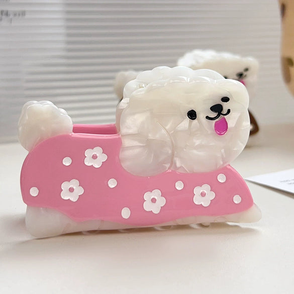 Acetic Acid Handmade Cartoon Animal Style Flower Puppy Hair Clip For Women
