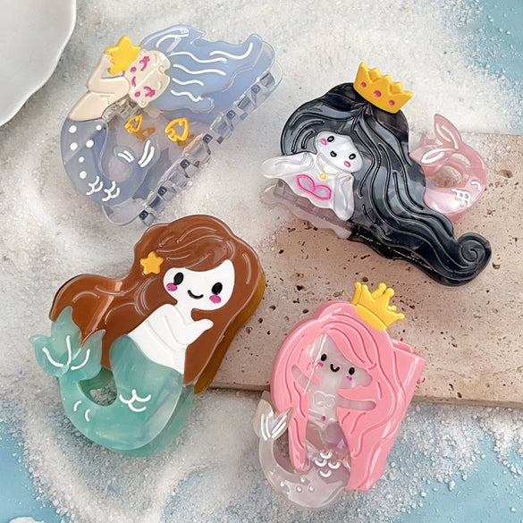 Acetic Acid Handmade Cartoon Mermaid Hair Grab Clip Accessories