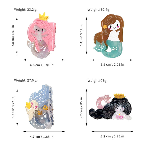 Acetic Acid Handmade Cartoon Mermaid Hair Grab Clip Accessories